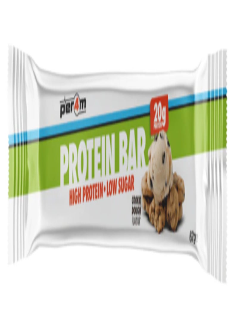Performance Protein Bar - Cookie Dough - 62G - Classic Flavor High Protein Healthy Treat - Sustained Energy & Essential Amino Acids For Muscle Repair